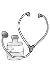 Coloring page medicine and stethoscope