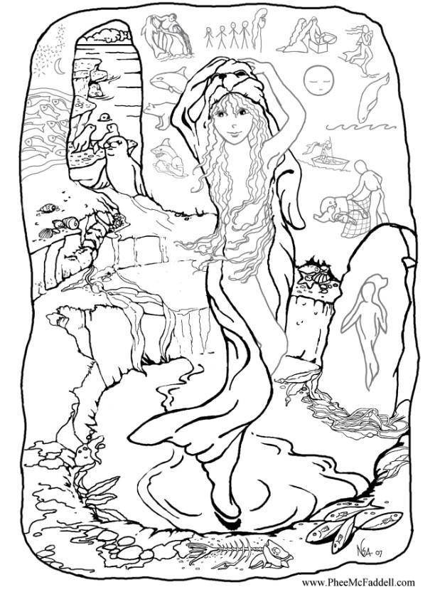 Coloring page mermaid at home