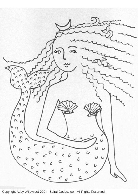 Coloring page mermaid