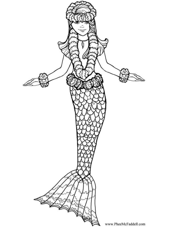 Coloring page mermaid