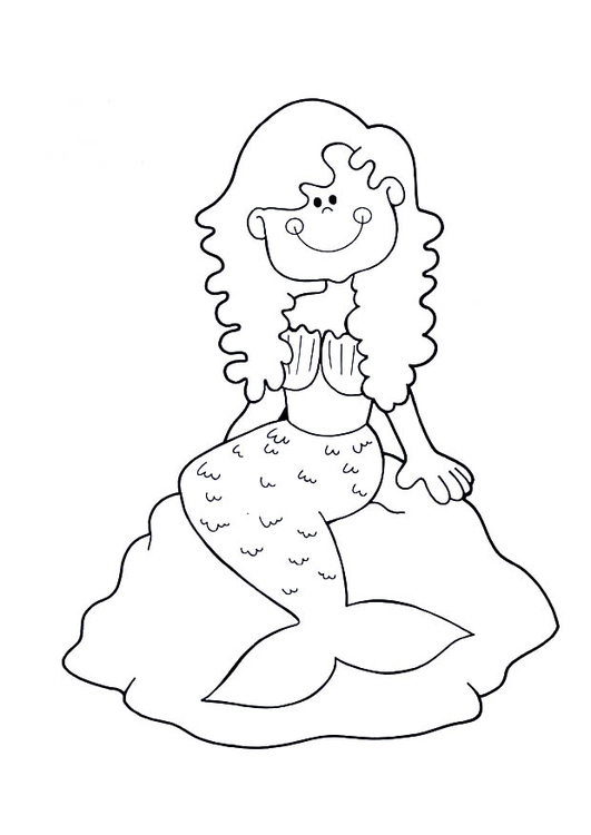 Coloring page mermaid