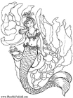 Coloring page mermaid under water