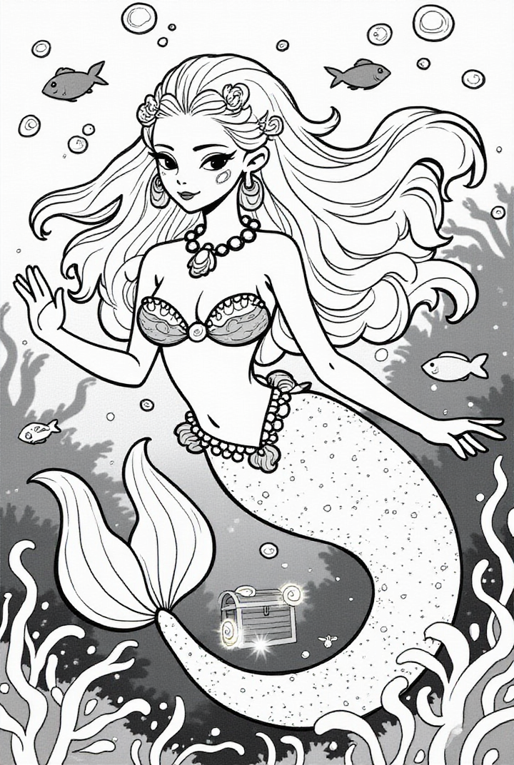 mermaid waving hand