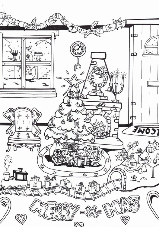 Coloring page Merry Christmas