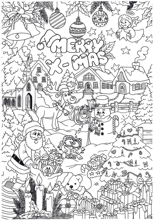 Coloring page Merry Christmas