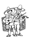 Coloring page Mexican musicians