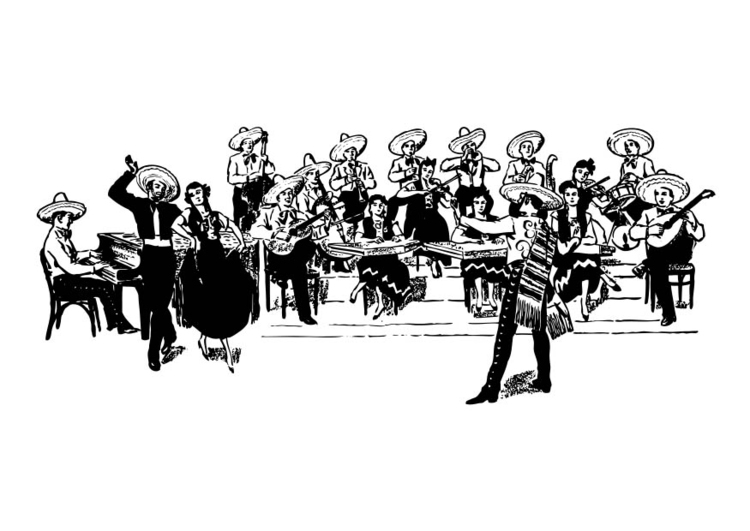 Coloring page Mexican Orchestra