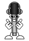 Coloring page microphone - to listen to music