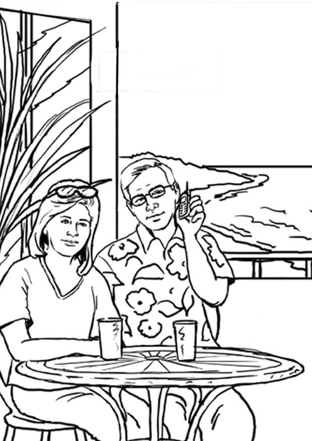 Coloring page mobile telephone