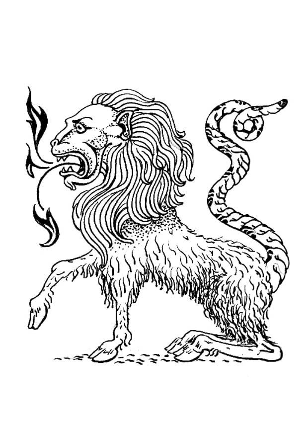 Coloring page monstrous creature - chimera