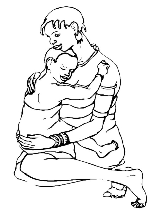 Coloring Page mother and child - free printable coloring pages - Img 10993