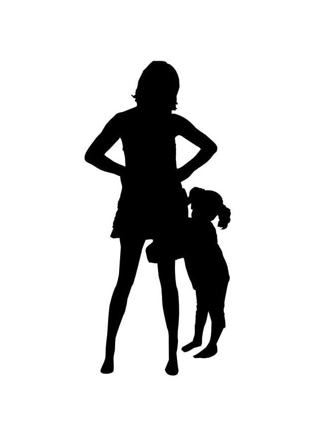 Coloring page mother and daughter