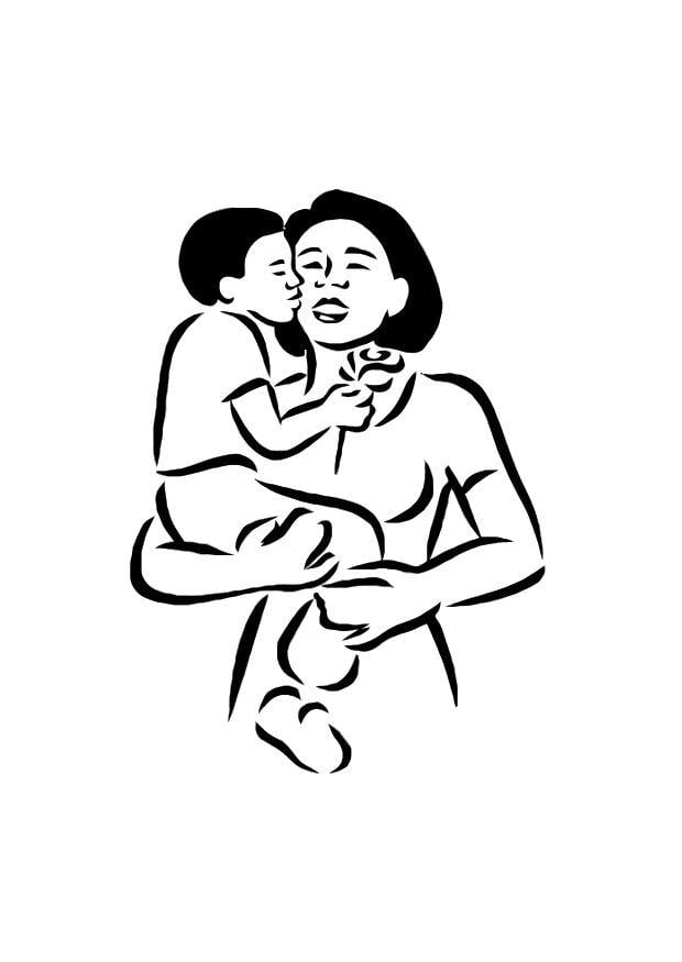 Coloring page mother and son
