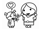 Coloring pages Mother's Day with daughter