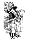 Coloring pages mother with children