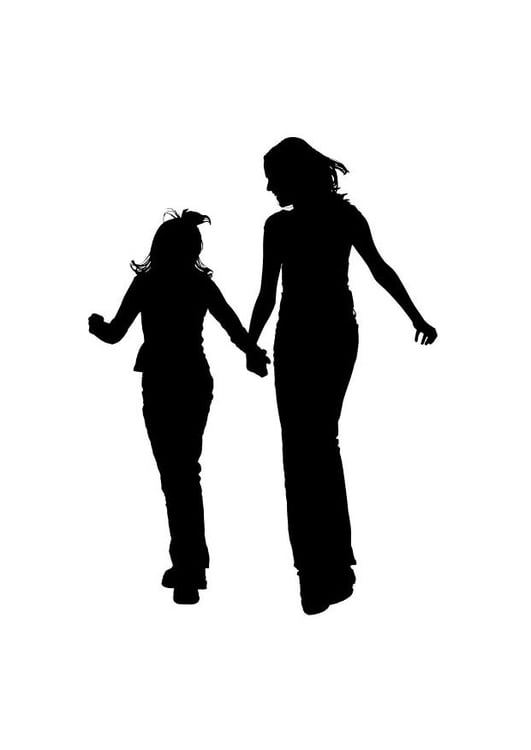 Coloring page mother with daughter