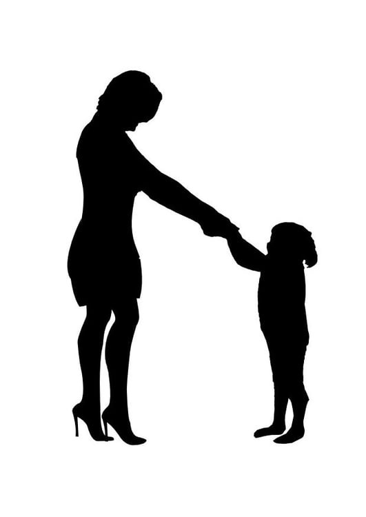 Coloring page mother with daughter