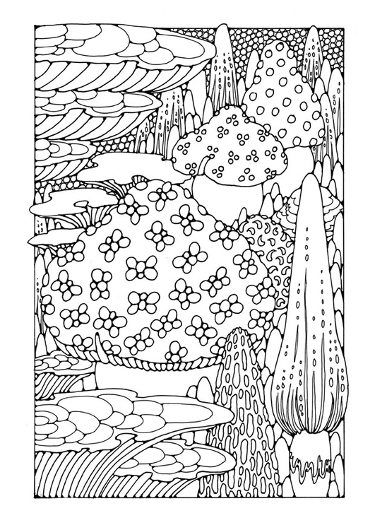 Coloring page mushrooms