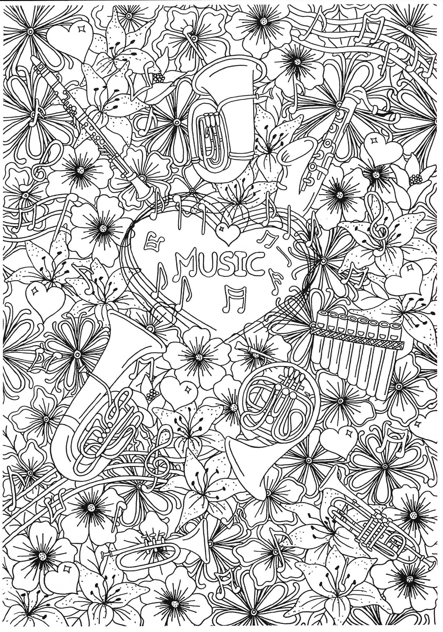 Coloring page music wind instruments