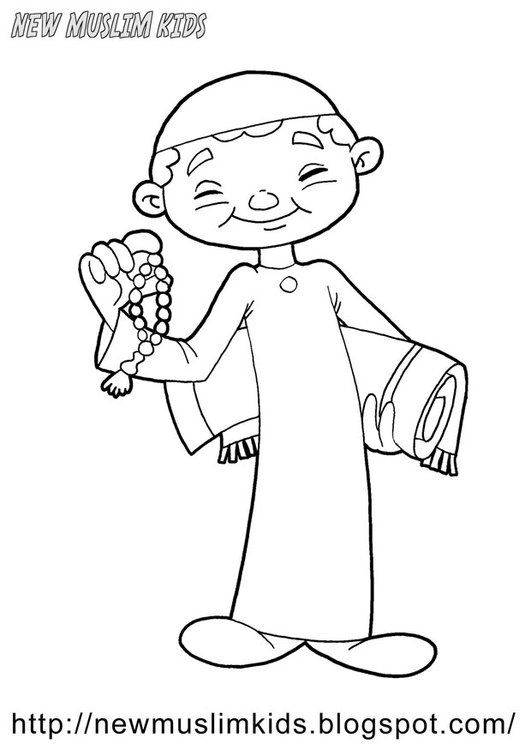 Coloring page muslim boy