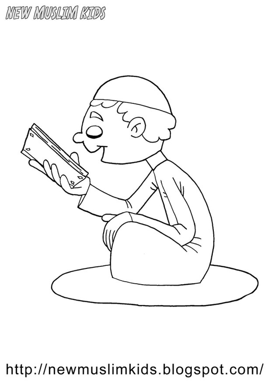 Coloring page muslim boy