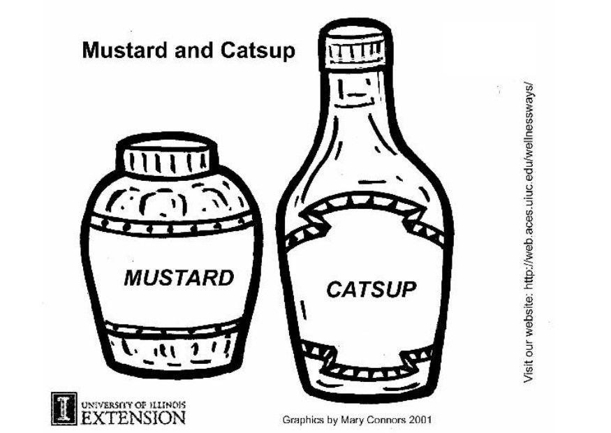 Coloring page mustard and catsup