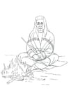 Coloring page native american campfire