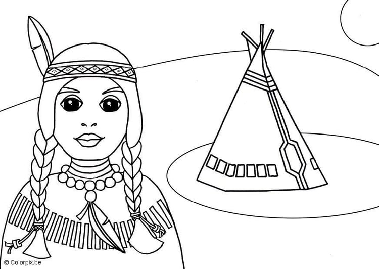 Coloring page native American
