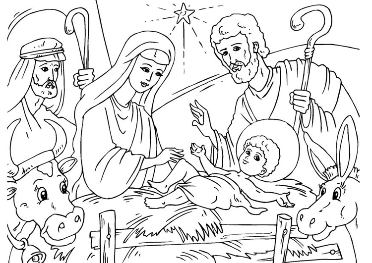 Coloring page nativity scene