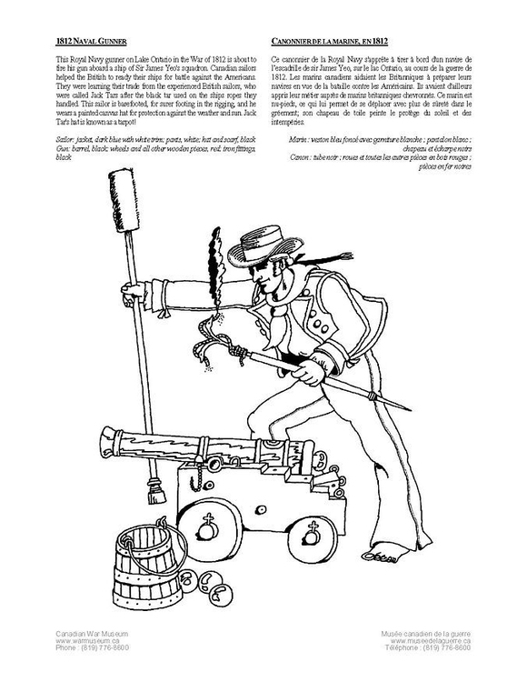 Coloring page naval gunner