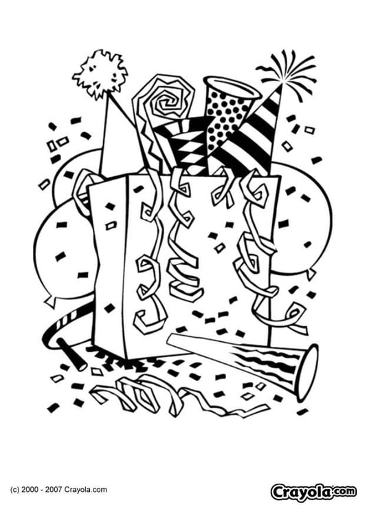 Coloring page New Year party