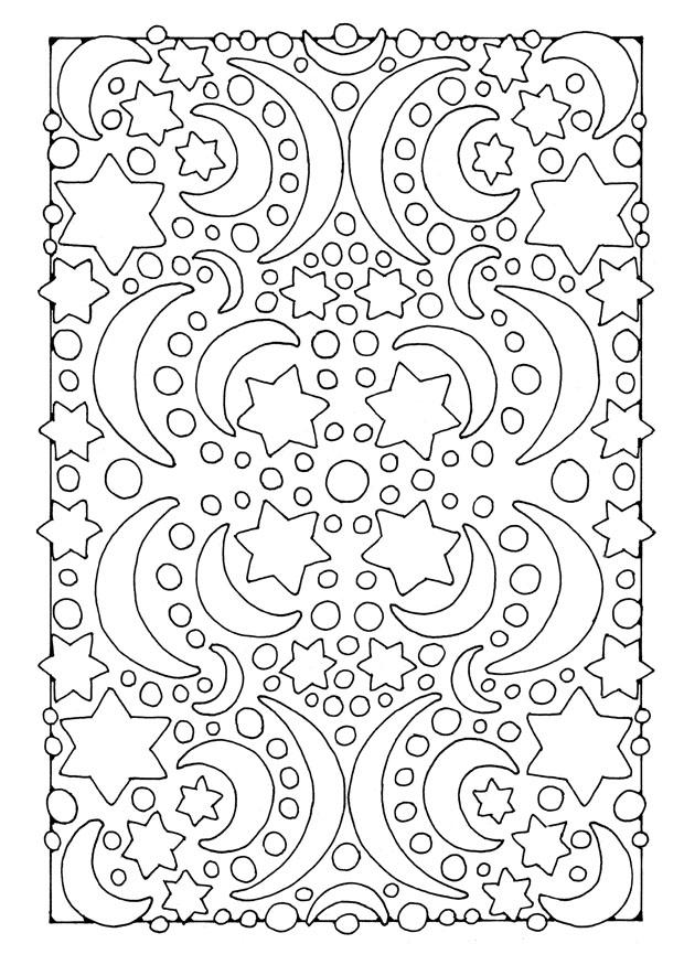 Coloring page night - moon and stars