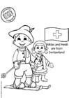 Coloring page Niklas and Heidi from Switzerland
