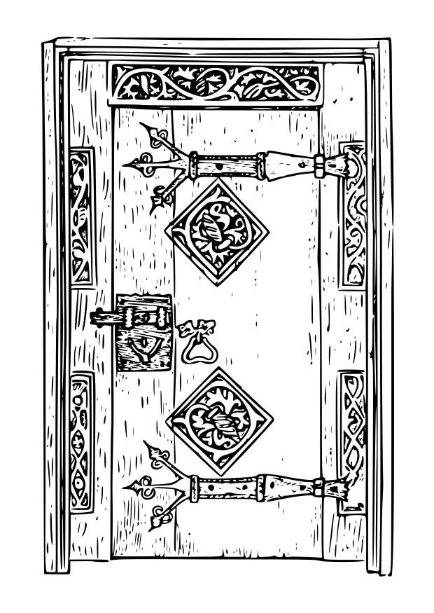 Coloring page old door