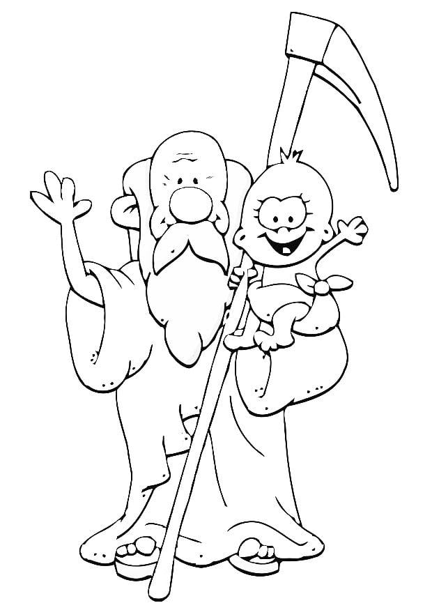 Coloring page old father time - new year