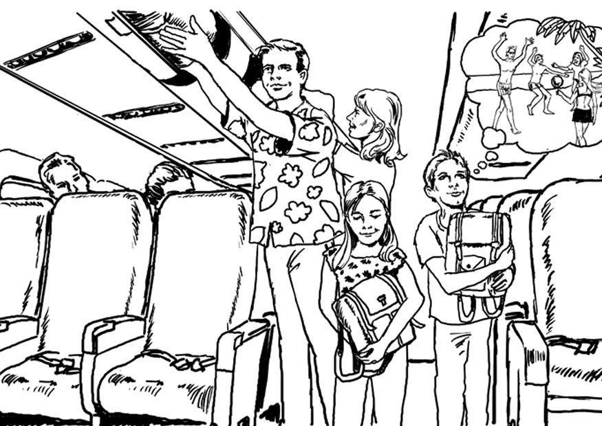 Coloring page on the airplane