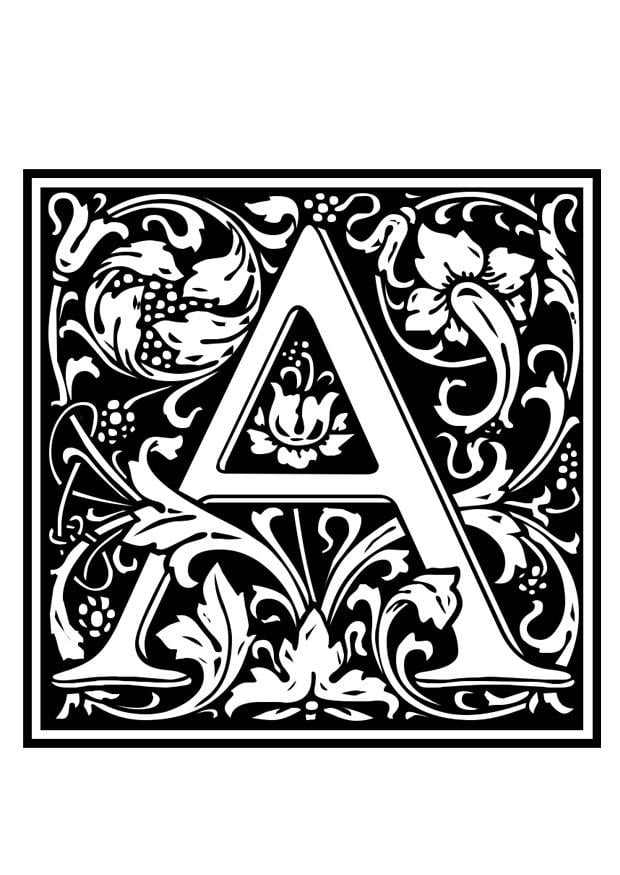 Coloring page ornamental alphabet - A