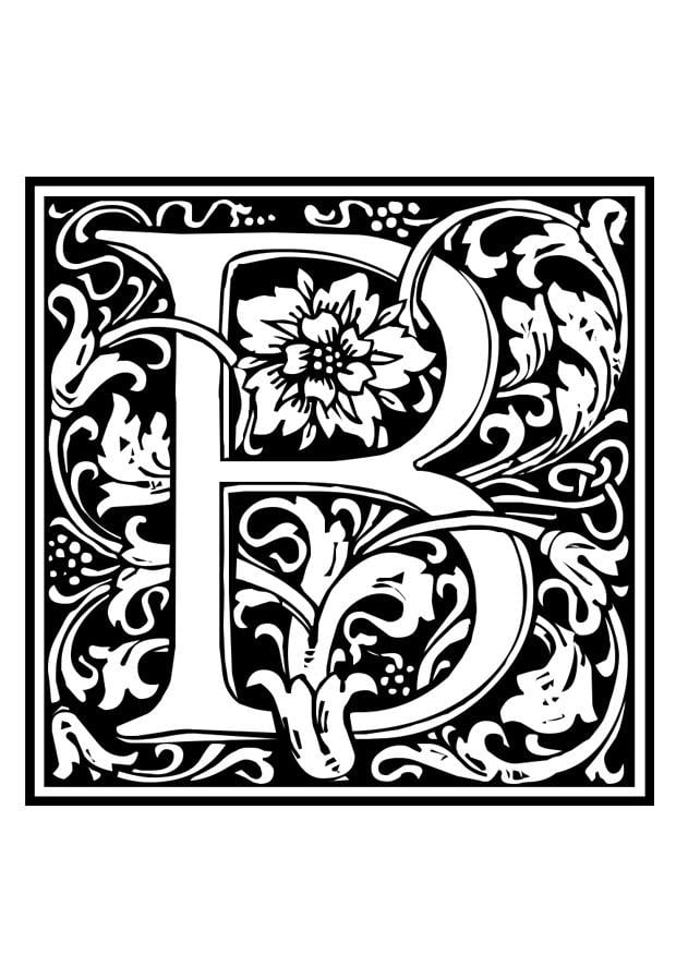 Coloring page ornamental alphabet - B