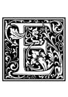 Coloring page ornamental alphabet - E