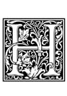 Coloring pages ornamental alphabet - H