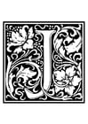Coloring page ornamental alphabet - J