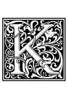 Coloring page ornamental alphabet - K