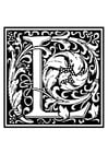 Coloring page ornamental alphabet - L