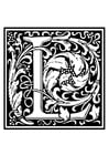 Coloring pages ornamental alphabet - L