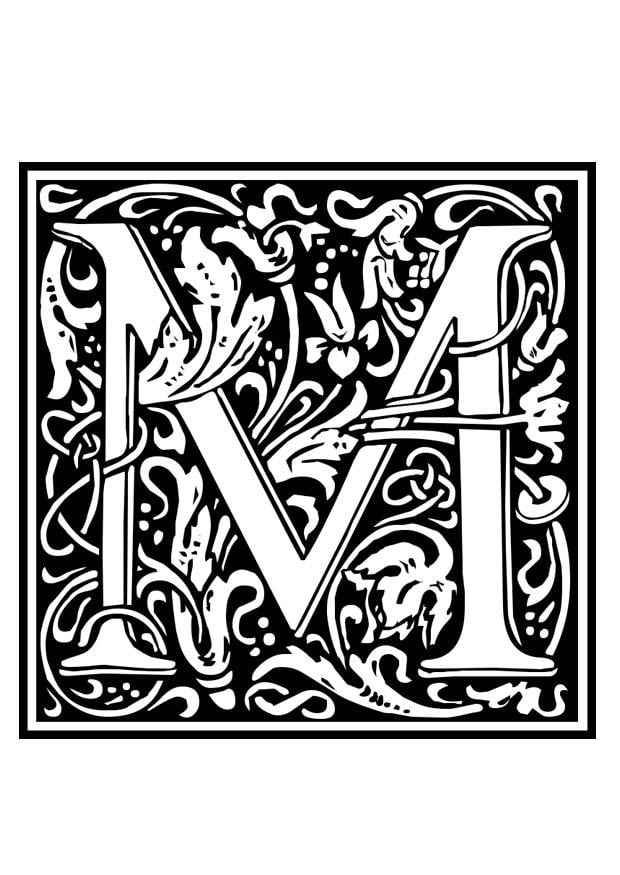 Coloring page ornamental alphabet - M