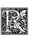 Coloring page ornamental alphabet - R