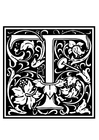 Coloring pages ornamental alphabet - T