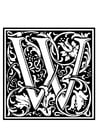Coloring page ornamental alphabet - W
