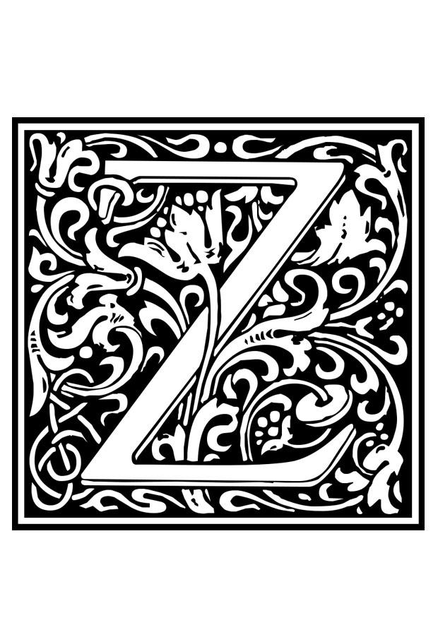 Coloring page ornamental alphabet - Z