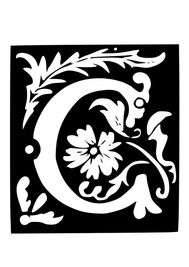 Coloring page ornamental letter - c